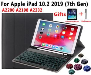 Étui avec clavier rétroéclairé 7 couleurs, pour Apple iPad 102 2019 7 7e 8e génération A2200 A2198 A2232, écran d'ordinateur 265q1284201