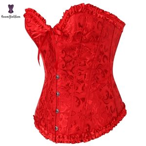 7 kleuren kunnen worden gekozen voor vrouwen Body Shaper Size XS tot 6xl Vintage geplooide korset Bustier met G String 810 220524