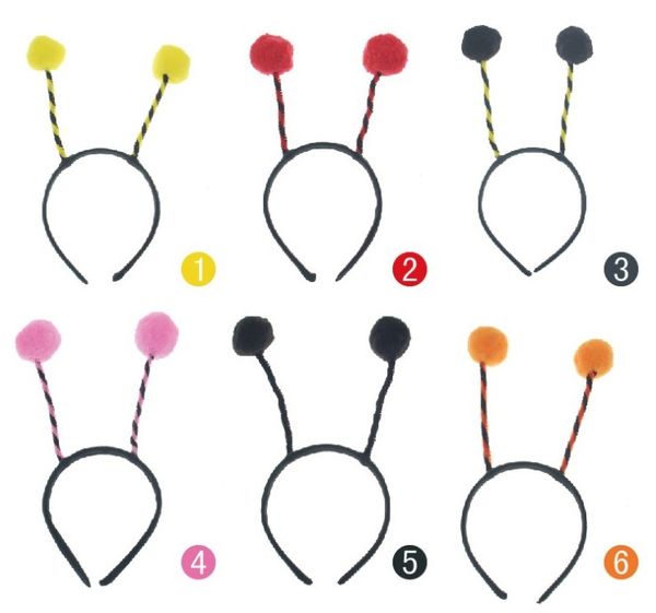 7 colores niño adulto bola mariquita mosca abeja hormiga sombrero Cosplay antena diadema banda para el cabello disfraz