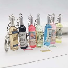 7 kleuren creatieve wijnfles sleutelhanger hanger simulatie flessen sleutelhanger tas ornament ambachtelijke geschenk