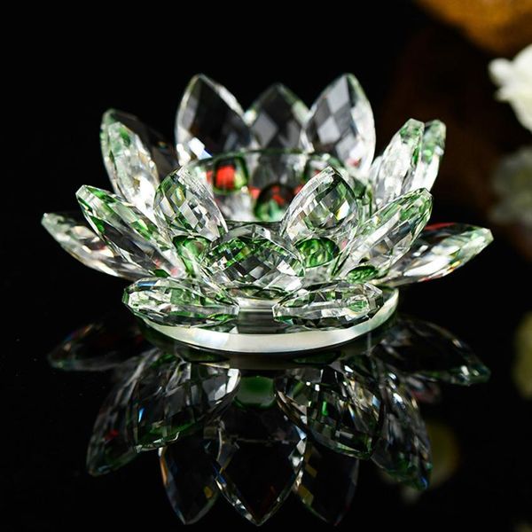 7 couleurs Crystal Glass Lotus Flower Candle Tea Halder Buddhist Buddhist Buddlestick May25 Drop Shipping