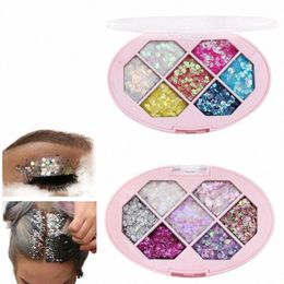 7 kleuren Gezicht Glitter Diamd Pailletten Oogschaduw Vijfpuntige Ster Fragment Mo Oogschaduw Shimmer Pigment Wenkbrauw Make-Up Palet r96V #