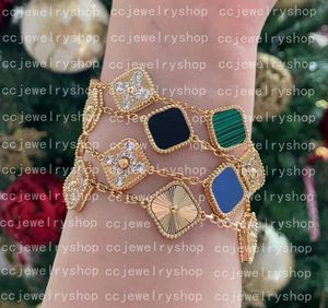 7 colores Moda clásica 4/Cuatro hojas Trébol Pulseras con dijes Brazalete de diamantes Cadena Oro de 18 quilates Concha de ágata Nácar para mujeres Niñas Boda Día de la madre Regalo de joyería