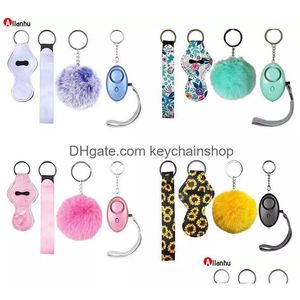 7 couleurs mode défense porte-clés ensemble pompon alarme porte-clés porte-rouge à lèvres et bracelet pour femme hommes auto-défense porte-clés Fwe Drop Dhnzb