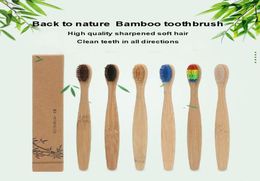 7 couleurs Bambou Bambou Brosse à dents naturelle Rainbow Rainbow Colore Bristles doux Environal9951766