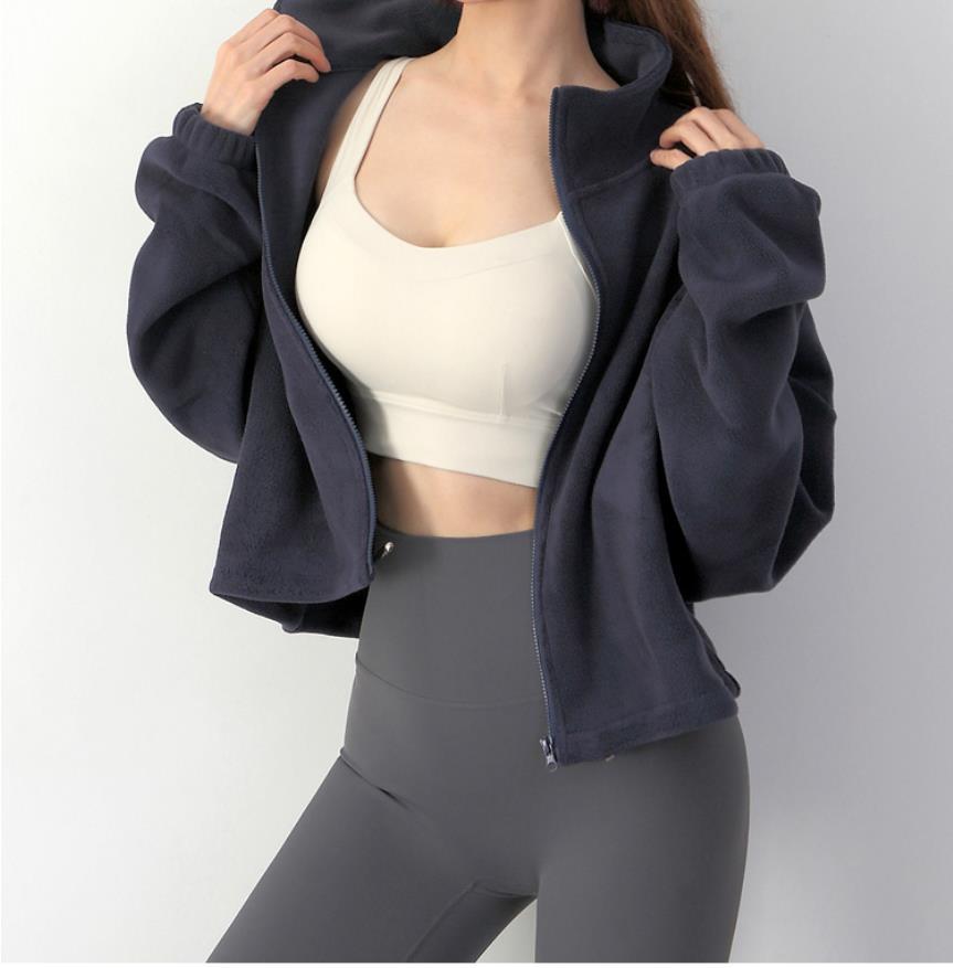 7 colori Abbigliamento per la casa Europa e Stati Uniti All'aperto Velluto di agnello Collare sportivo Colletto allentato Abbigliamento fitness Donna Caldo Cappotto invernale austriaco per yoga UPS / DHL A0045