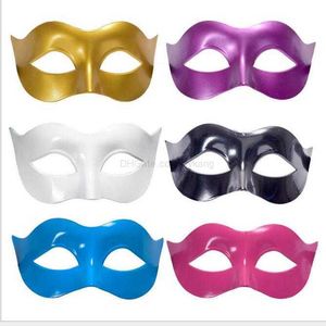 7 colores Hombres Mascarada Máscara Disfraces Máscaras venecianas Mascarada Máscaras Plástico Media mascarilla Fiesta de Halloween bar cosplay Zorro máscaras