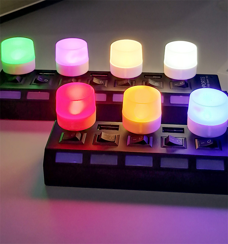 7 cores mini luz LED utggets gadgets criativos de interiores atmosfera de bulbo bulbo de carro autom￡tico Ambiente l￢mpada decorativa plugue port￡til para computador salas internas Banco de energia