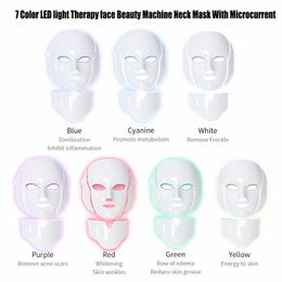 7 colores Fotón PDT LED Cuidado de la piel Mascarilla facial Azul Verde Terapia de luz roja Dispositivos de belleza Mascarilla para el cuello Máquina hidrofacial Equipo de belleza para el hogar