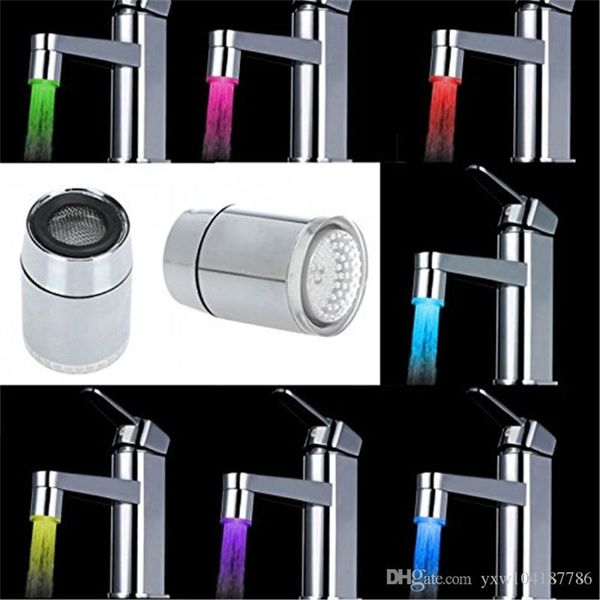 7 colores RGB cambiante Mini accesorios de baño de cocina Luz LED Grifo de corriente de agua Control de grifo Sensor de grifo Sensor de grifo Grifo de fregadero Resplandor