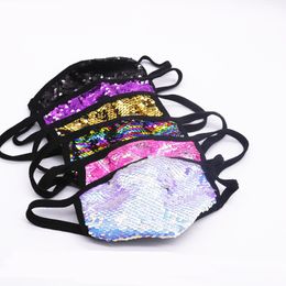 7 kleuren pailletten gezichtsmasker wasbaar herbruikbare bling bling sequin beschermende masker stofdichte mond maskers