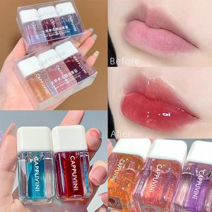 7 colores, aceite de labios cuadrado pequeño, brillo de labios transparente, espejo hidratante, glaseado, lápiz labial, brillo de labios, Cosméticos de maquillaje a granel