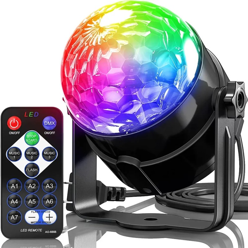 Lumière stroboscopique 7 couleurs, lampe de scène avec télécommande, boule disco européenne, pour la maison, les fêtes, les anniversaires, les bars de mariage