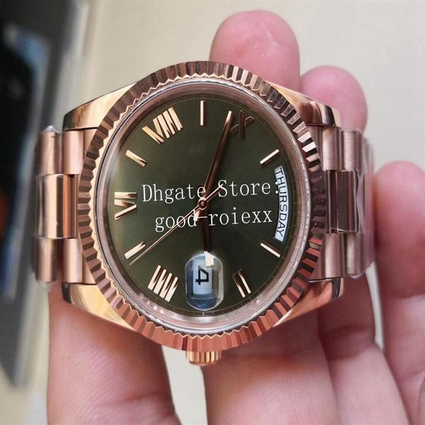 7 Couleur Hommes Montres Hommes Montre Bpf Vert Marron Champagne Blanc Automatique 2813 Mouvement BP Everose Heure Jour Date Or Rose Crystal236R