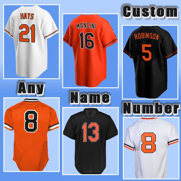 12 Béisbol de olor rugoso 21 Camisetas de Austin Hays 8 Cal Ripken Jr. Custom 19 Chris Davis Trey Mancini Orioles Jorge Mateo Adley Rutschman Roberto Alomar Brooks Robinson