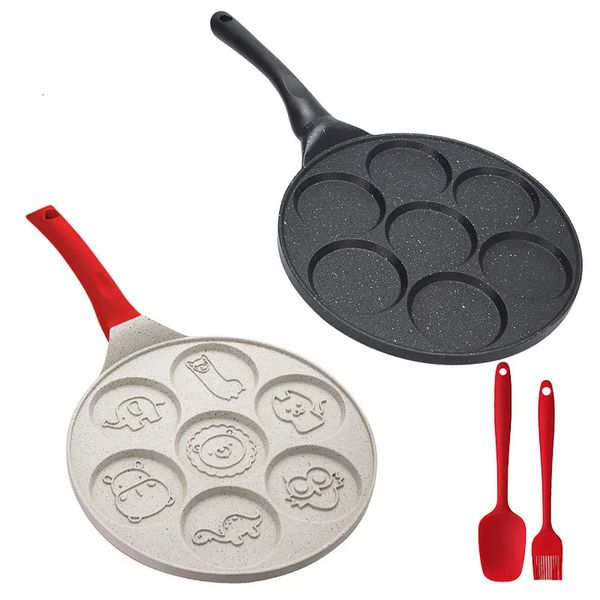 Poêle à crêpes antiadhésive, 7 tasses, plaque de petit déjeuner, dinosaures, animaux, gaufrier, moule pour enfants, œufs, omelette, crêpe, 240308