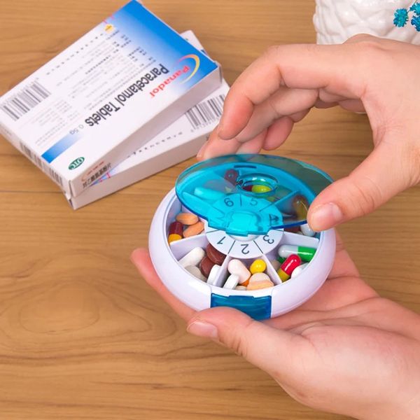 Santé 7 jours PP Kit médical 1pcs Rotation portable Box pilule de rotation hebdomadaire Boîte de pilule de médicaments Box Box 1.Boîte de pilules portable pour le voyage