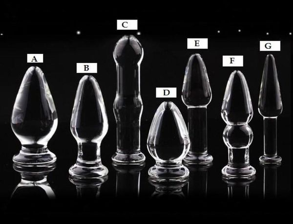 7 conceptions verres en verre bouchons de croix anal bijoux bouchon de verre en verre pénis de jeu de sex