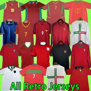 1998 Portugal jersey # 7 FIGO Dimas Couto Sousa Portugal camiseta de fútbol RETRO 1998 camiseta clásica de fútbol camicia vintage Camisa de futebol Home rojo oscuro