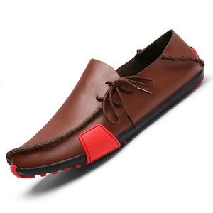 7 pour le cuir authentique Pu Men Soft Personality Sneaker Male Adulte Slip à la main sur un bateau plat MAN LAPIRES VOIE