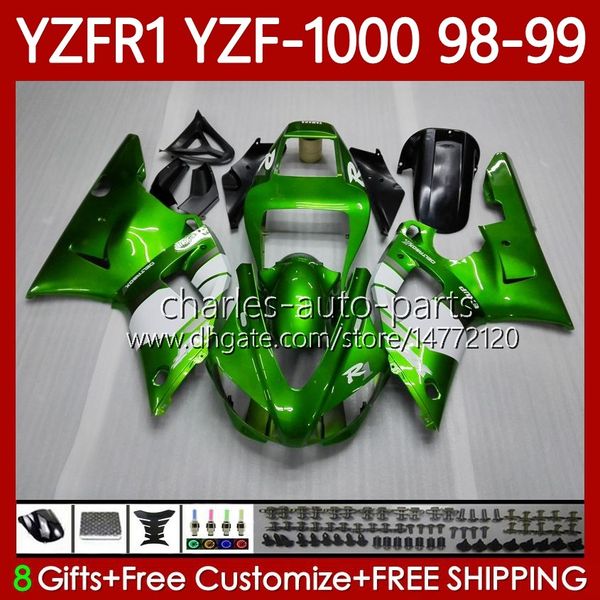 Corps de moto pour Yamaha YZF R 1 1000 CC YZF-R1 YZF-1000 98-01 Carrosserie 82No.10 YZF R1 YZFR1 98 99 00 01 1000CC YZF1000 1998 1999 2000 2001 Kit de carénage OEM Métal vert