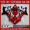 Corps de moto pour Yamaha YZF-R1 YZF-1000 YZF R 1 1000 cc 2004-2006 Bodywork 89NO.0 YZF R1 1000CC YZFR1 04 05 06 YZF1000 2004 2006 Kit de carénage OEM Métallique rouge
