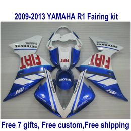 7 GRATIS Geschenken Plastic Fairing Kit voor Yamaha R1 2009-2011 2012 2013 Blauw Wit Bodykits YZF R1 Backings Set 09-13 HA6