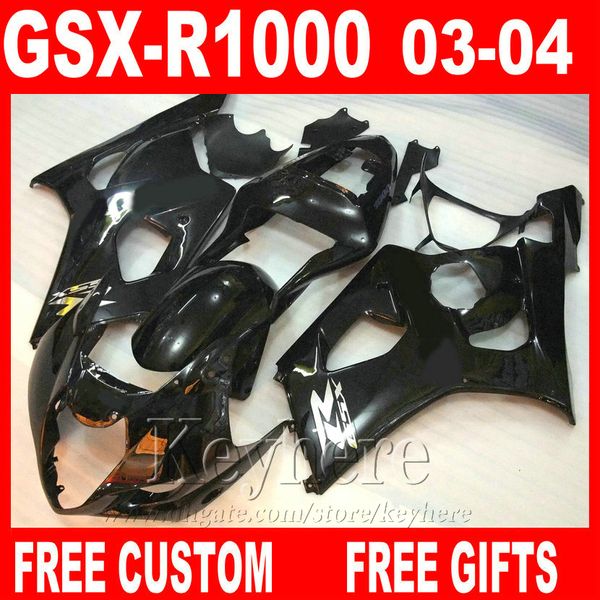 Kit de carrocería de 7 regalos para carenados SUZUKI GSXR 1000 2003 2004 negro K3 GSXR1000 03 04 kit de carenado FVG9