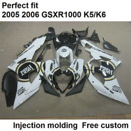 7 carénages cadeaux pour Suzuki GSXR1000 2005 2006 kit de carénage moulé par injection noir blanc GSXR1000 05 06 VY53