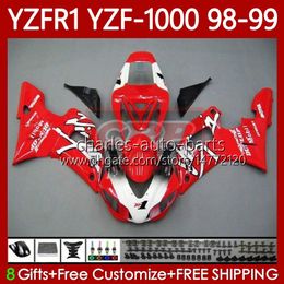 Cuerpo de la motocicleta para YAMAHA YZF R 1 1000 CC YZF-R1 YZF-1000 98-01 rojo fábrica negro Carrocería 82No.33 YZF R1 YZFR1 98 99 00 01 1000CC YZF1000 1998 1999 2000 2001 Carenados OEM