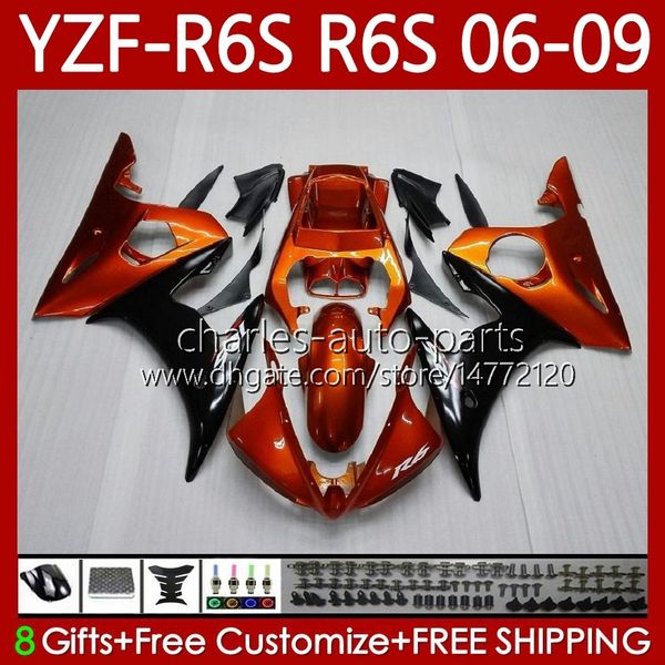 Carrosseries de moto orange brillant pour YAMAHA YZF-R6S YZF-600 YZF R6S 600CC 2006-2009 Carrosserie 96No.23 YZF R6 S 600 CC YZFR6S 06 07 08 09 YZF600 2006 2007 2008 2009 Carénage OEM