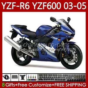 OEM-voogdingen voor Yamaha YZF-R6 YZF R 6 600 CC YZF600 YZFR6 03 04 05 Body 95NO.79 YZF R6 600CC 2003 2004 2005 Cowling YZF-600 03-05 Motorcycle Carrosserie Kit Factory Blue Blk