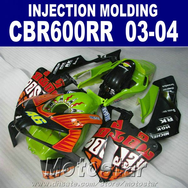 7 cadeauxlivraison capot vert noir pour honda cbr 600rr carénage 2003 2004 moulage par injection 03 04 cbr600rr abs bodykit ocs5