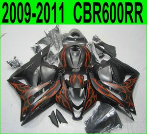 7 Geschenken + Motorfietsen voor Honda Injectie CBR600RR 09-11 Rode Flames Black Fairing Kit CBR 600 RR 2009 2010 2011 YR45