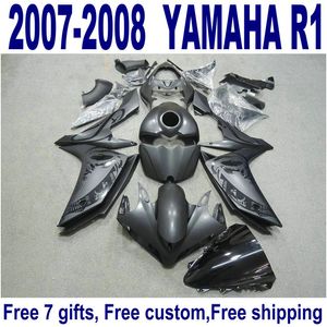 7 cadeaux carénages en plastique pour YAMAHA YZF R1 2007 2008 kit de carénage en plastique YZF-R1 07 08 ensemble de moto noir mat YQ42