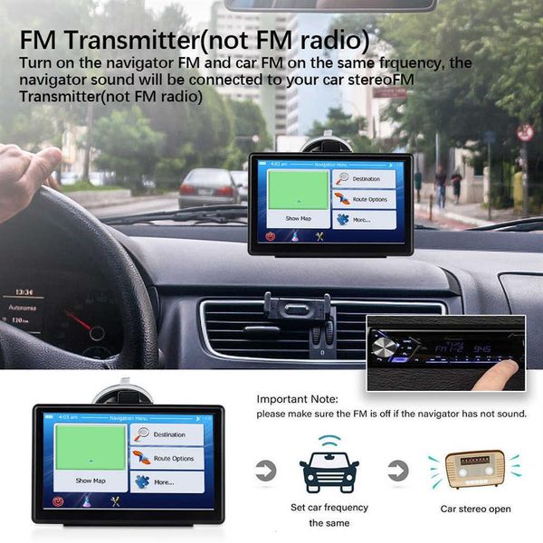 7 Système de navigation GPS HD Tacre Système de navigation compatible Bluetooth FM 8G 256M pour les accessoires de véhicules automobiles de camion RV 316p
