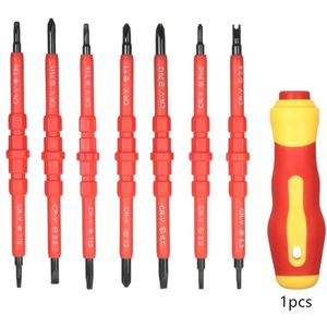 7 in 1 1000V verwisselbare geïsoleerde schroevendraaierset met magnetische kruiskop en gleufbits Elektricienreparatieset