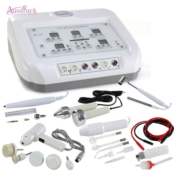 7 en 1 Digital Diamond Microdermabrasion Courant galvanique à haute fréquence Machine faciale Peau Spa Équipement de salon Brosse rotative Diffuseur de pulvérisation