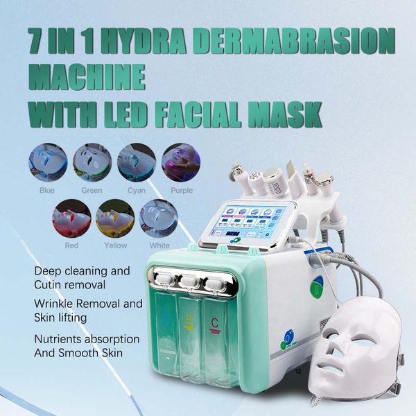 7 en 1 Hydra Dermabrasion Aqua Peel Clean Cuidado de la piel BIO Light RF Vacío Limpiador facial Hydra Oxygen Jet Peel Machine Salón de spa de agua