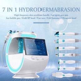 7 en 1 glace magique échographie de soins de la peau Cryothérapie Cryotherapy Microdermabrasion Machine Miroir Analyseur de peau Oxygène Hydra
