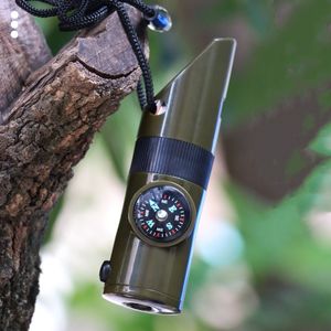 7 In 1 Multipurpose Mini Kompas Fluitje Nekkoord Fluitjes Thermometer Voor Outdoor Survival Camping Draagbare Pocket Tool