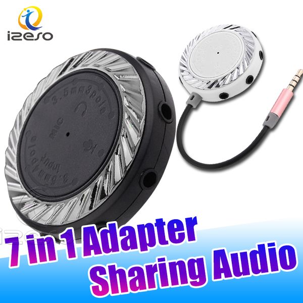 7 en 1 Splitter Partage Audios Stéréo 3.5mm Câble Audio Aux Mini Adaptateur Portable Audio AUX pour Téléphone Portable MP3 Casque izeso