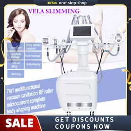 7 EN 1 Vela V10 Machine de cavitation Enlèvement de graisse Forme du corps RF Serrage de la peau Rouleau à vide Lumière Lipo Laser Enlèvement des rides Équipement de beauté 7 poignées