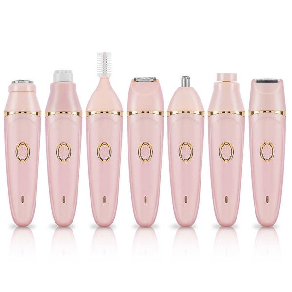 7 IN 1 Garniture multi-parties étanche Lisse et indolore Lady Rasoir électrique Épilateur Sourcils fins Instrument de lavage avec boîte P0817