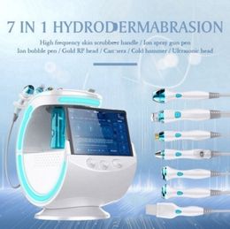7 en 1 microdermoabrasión Smart Ice Blue Hydra Dermabrasion Facial Oxygen Jet Water Peeling Beauty Machine con analizador de piel