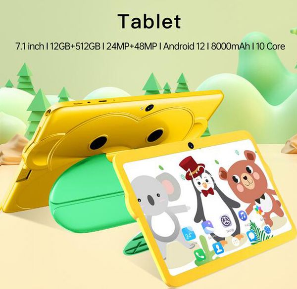 7 pulgadas 10 núcleos 12GB + 256GB Android 12 WiFi Tablet PC 8000mAh Batería Cámara dual Bluetooth 5G Smart 7 pulgadas Teléfono de llamadas Tabletas Regalos compatible con tarjeta TF SD para niños Niña