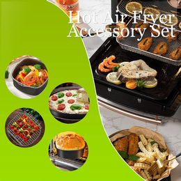 7 inch/8 inch luchtfritia-accessoires Set Food-grade Airfryer Accessories met cakemandpizzapan roestvrijstalen spiesrek