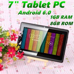 7 pouces A33 Quad Core Tablet PC Android 6.0 Q8 Allwinner Capacitif 1.5GHz 1 Go 8 Go de RAM ROM WIFI Bluetooth caméra double lampe de poche Q88 MQ12