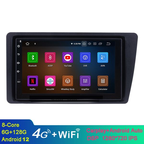 7 pouces Android Car Video GPS Navigation pour 2001-2005 Honda Civic avec WiFi Bluetooth Music USB Aux Support Dab SWC DVR
