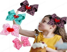 Coie de cheveux de 7 pouces avec clip grosgrain ruban coeur épingles à cheveux Valentin Gift Accessoires de cheveux enfants